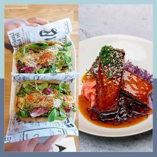 À la carte listan taco-annokset ja teriyaki lohi