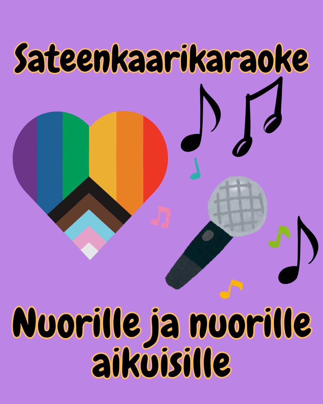 Sateenkaarikaraoke nuorille ja nuorille aikuisille Mosaiikkisalissa